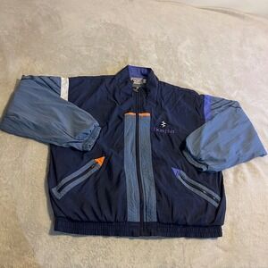 Vintage 90s IXSPA Track Jacket Navy Blue Purple Colorblock Full Zip Mens XL